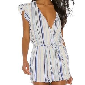 NWT BELLA DAHL V-Neck Short Sleeve Elastic Waist Pockets Romper Size Small